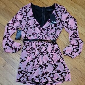 AX Paris Pink and Black Floral Dress